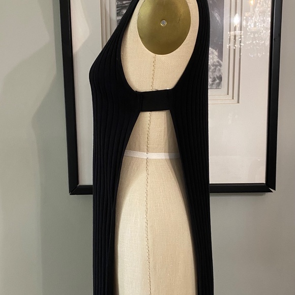 Open Ribbed Knit High Neck Tank Top (Long) - Picture 4 of 5